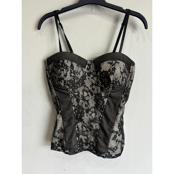 Charlotte Russe Tops - Charlotte Russe Black Lace Corset Top Womens sz Medium Whimsy Goth Y2K Fairy